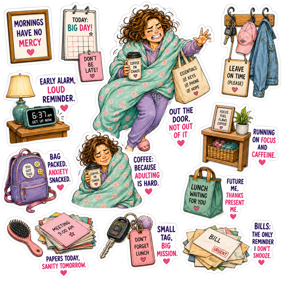 Illustrative sticker example created from the Message Sticker Prompt Kit