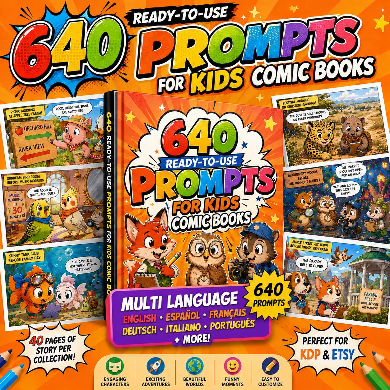 PromptoriaKitâ„¢ | AI Prompt Libraries, Publishing Systems & Creative Assets 640 Ready-to-Use Prompts for Kids Comic Books
