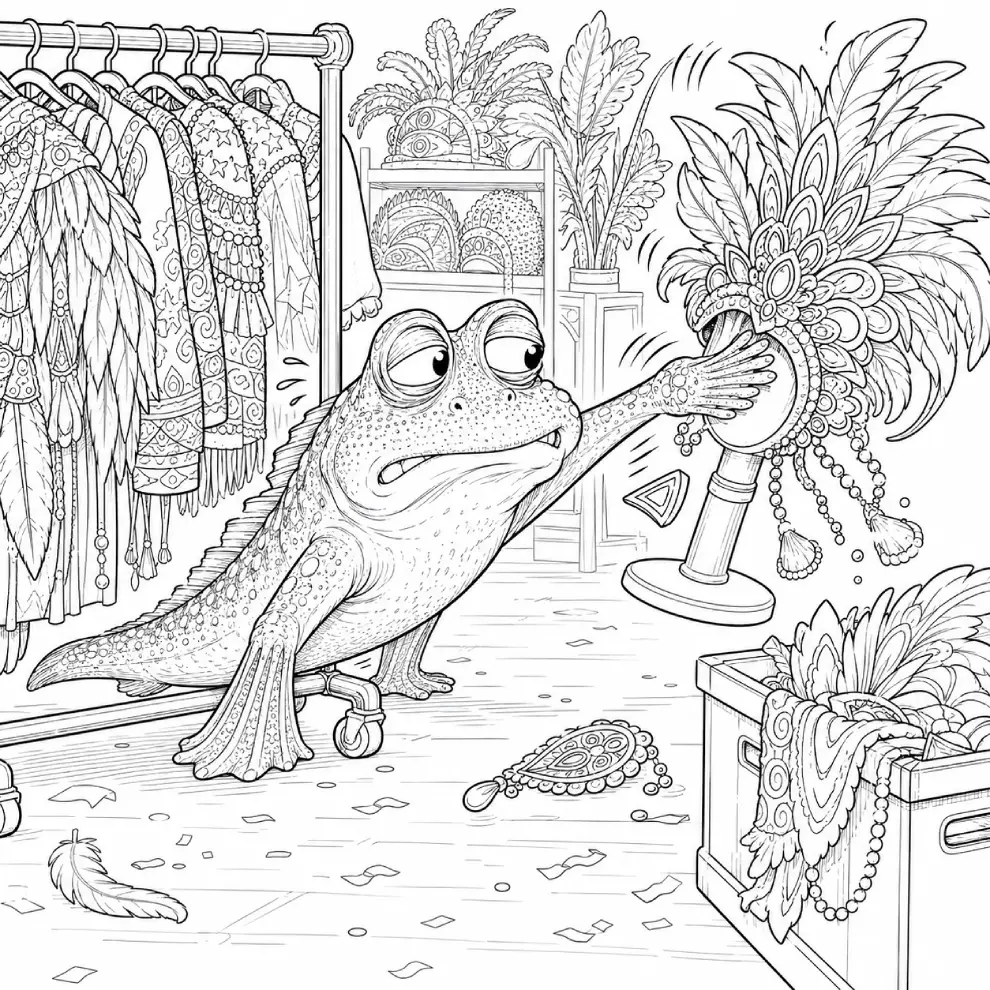 JV Center | Crazy Expressive Animals Coloring Prompt Vault Mudskipper OTO3 coloring page example
