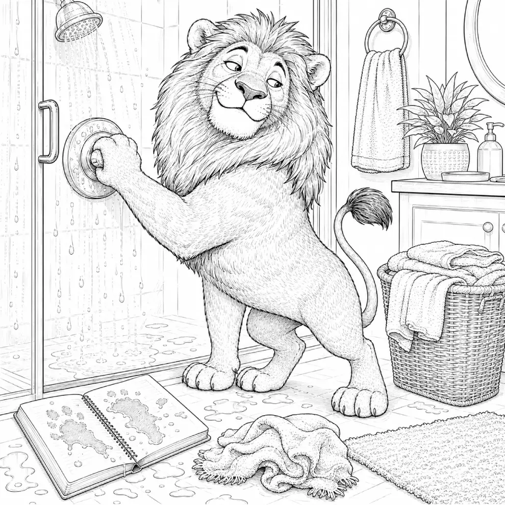JV Center | Crazy Expressive Animals Coloring Prompt Vault African Lion OTO4 coloring page example
