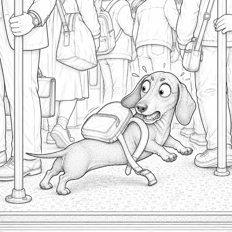 Dachshund — Backpack Strap Station coloring page preview