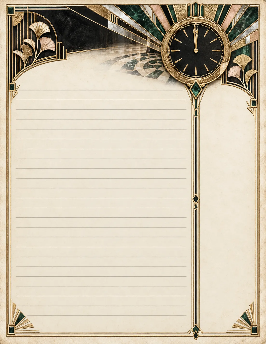 Art Deco Midnight Ballroom — Journaling Page