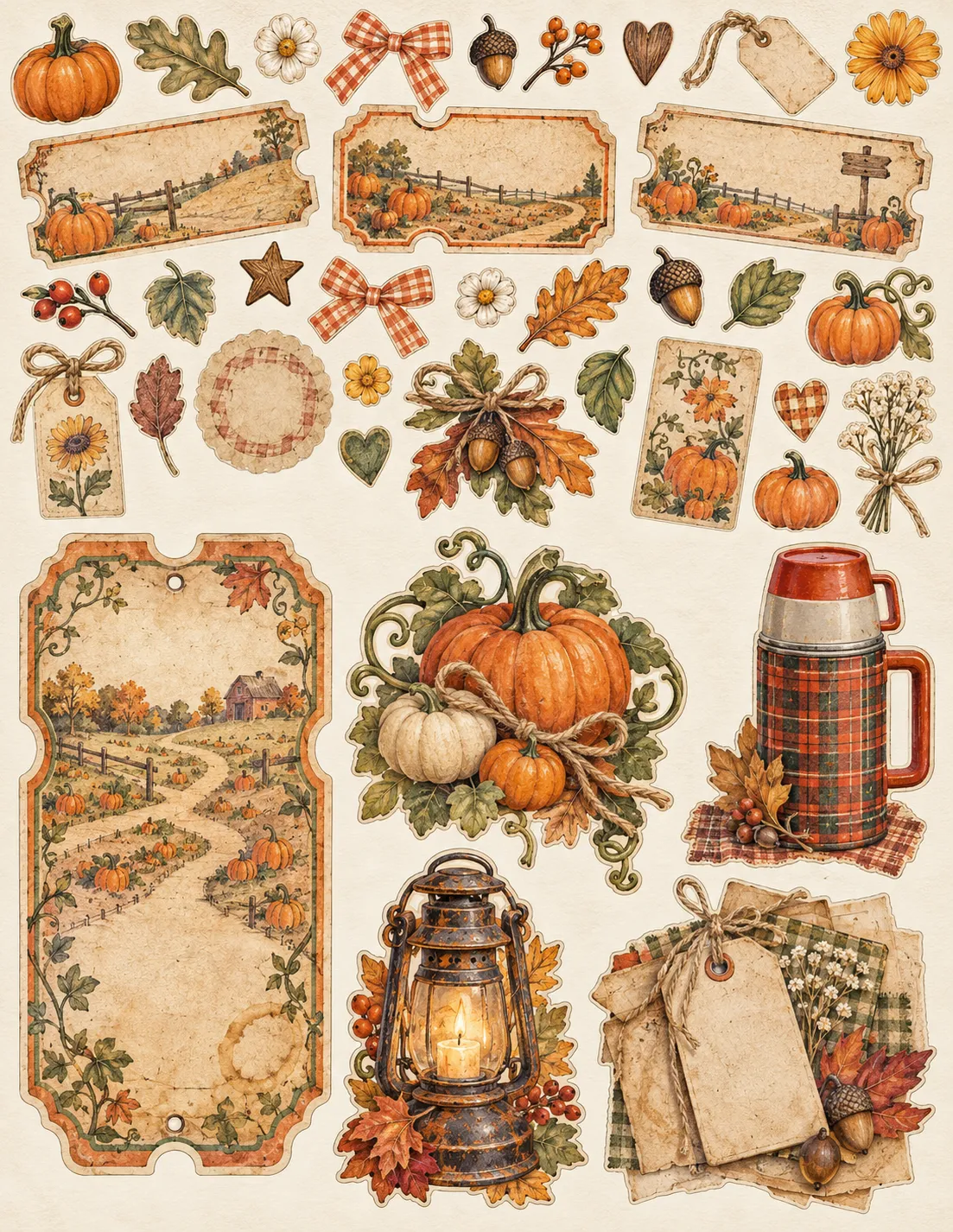 Cozy Pumpkin Patch Halloween — Fussy-Cut / Ephemera Sheet