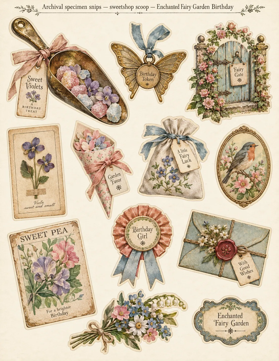 Enchanted Fairy Garden Birthday — Archival Specimen Snips