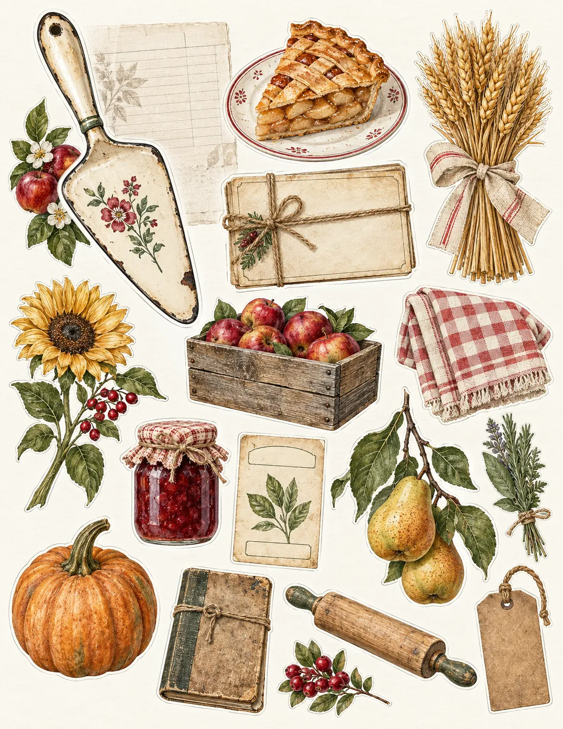 Rustic Harvest Farmhouse — Fussy-Cut / Ephemera Sheet