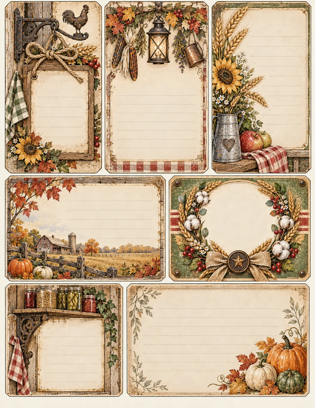 Rustic Harvest Farmhouse — Journaling Card Sheet