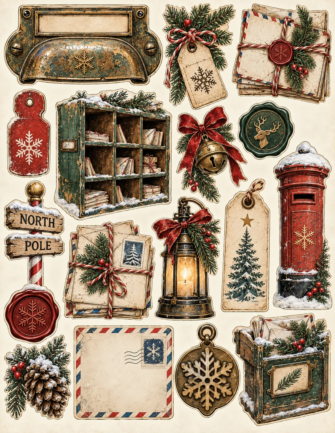 Santa's North Pole Post Office — Fussy-Cut / Ephemera Sheet