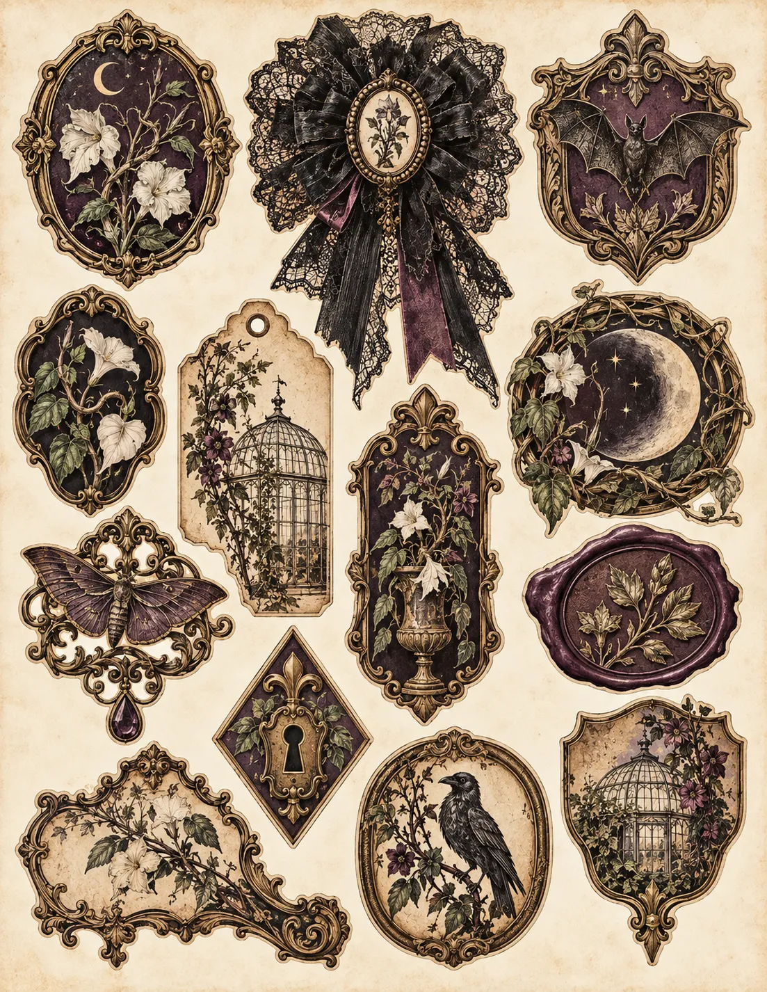 Victorian Haunted Conservatory — Engraved Emblem Cutouts