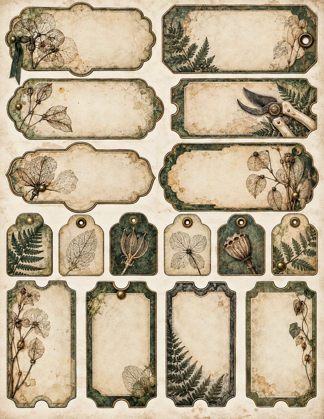 Victorian Haunted Conservatory — Label / Ticket / Tab Sheet