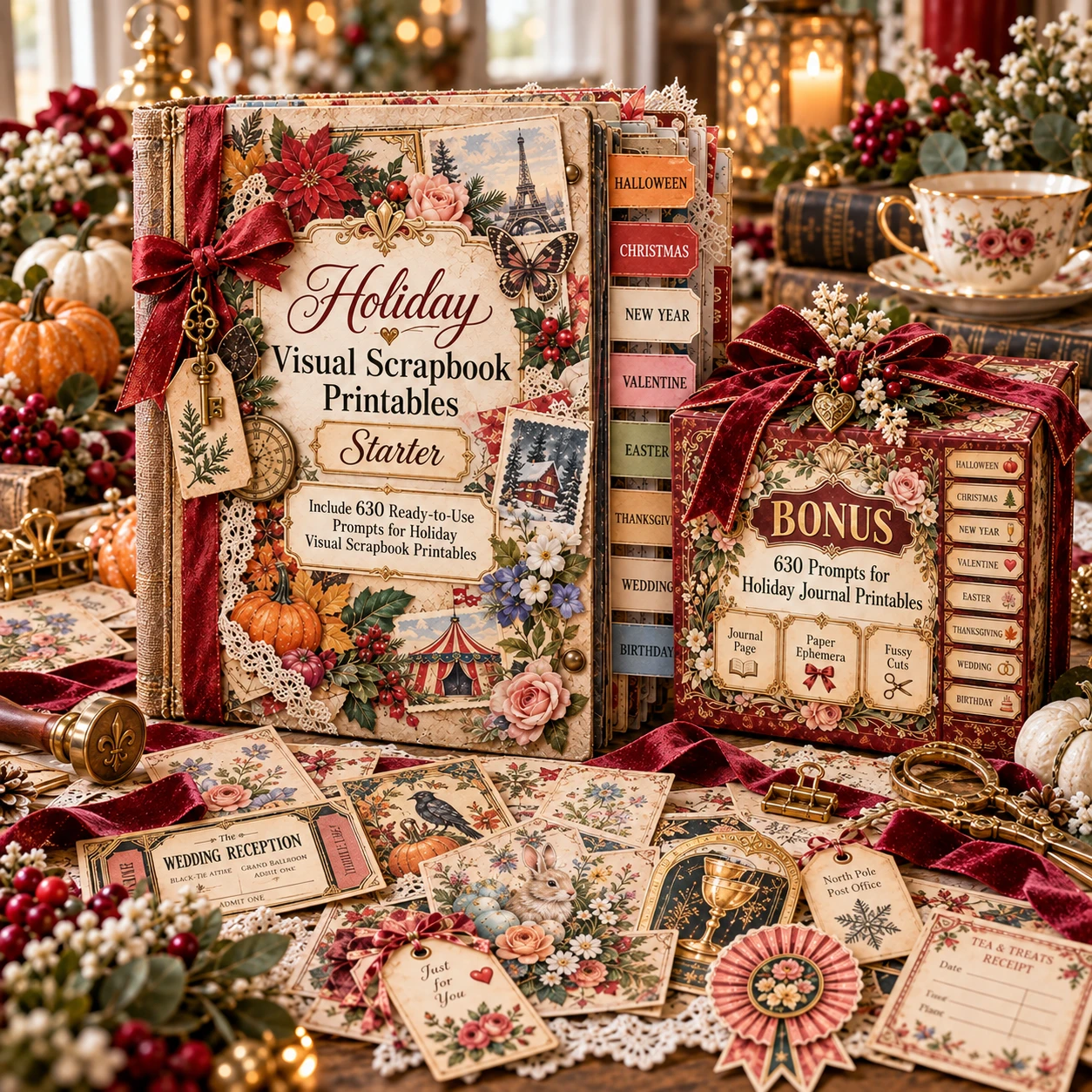Holiday Visual Scrapbook Printables Starter final checkout mockup