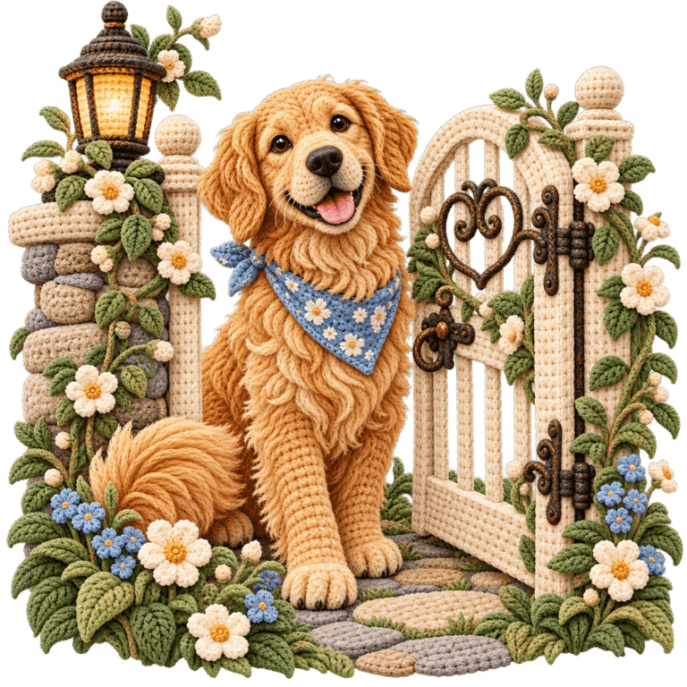 Faux Crochet & Yarn — golden retriever