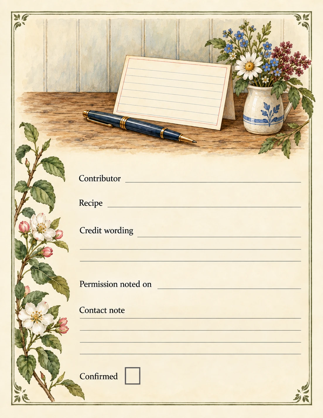 Family Recipe Contributor Record